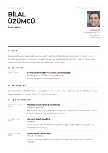 Kuaför Cv Örnekleri cv indir
